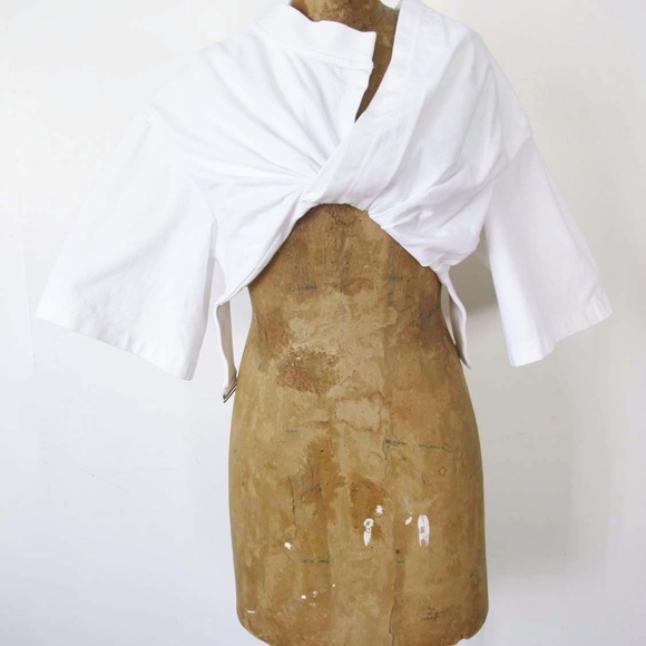 JACQUEMUS Le Bahia Court Cotton Shirt XS Crop Top Minimalist Avant Garde - Picture 3 of 9